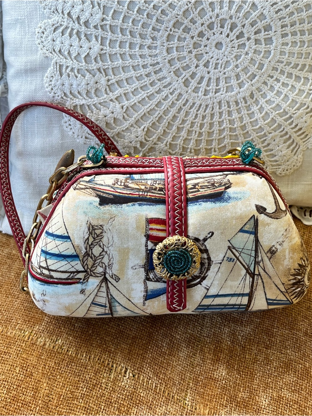 Mary Frances Vintage Nautical ⛵️ Embroidered Purse Handbag GUC Vintage - Picture 3 of 9